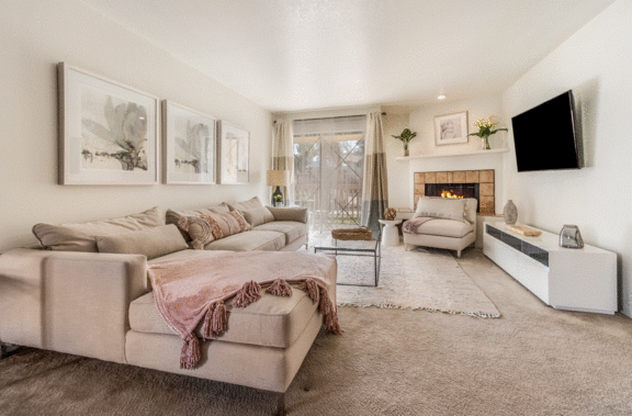 Living Room with Fireplace at Glen at Mesa, Mesa, Arizona