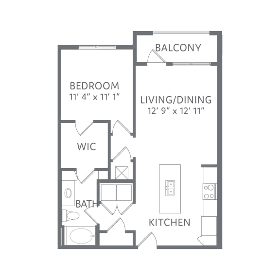 The Harbor 1 Bed 1 Bath Floor Plan at AxisOne, Stuart
