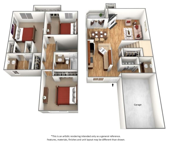 Greenwood Floor Plan at Arcadia Townhomes, Washington