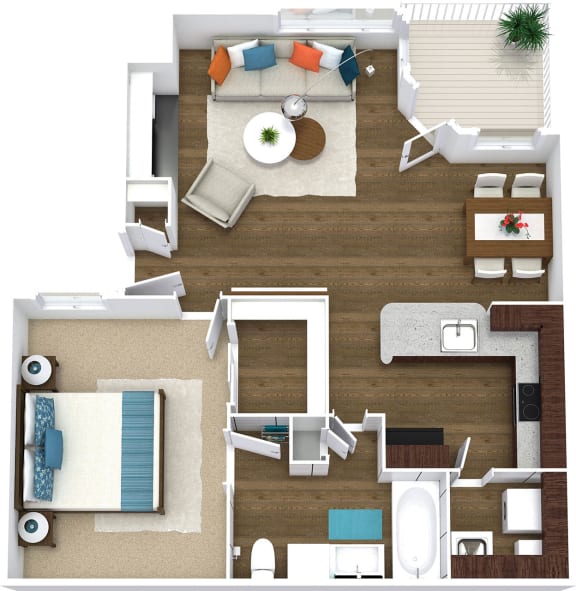 1 bedroom 1 bath floor plan at Arcadia Cove, Phoenix, AZ, 85008