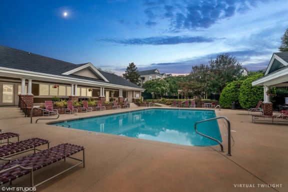 Pool During Dusk at Cedar Springs Apartments, North Carolina, 27609