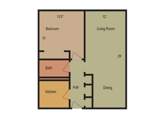 1 Bed 1 Bath Floor Plan at Esplanade at City Park, New Orleans, LA, 70119