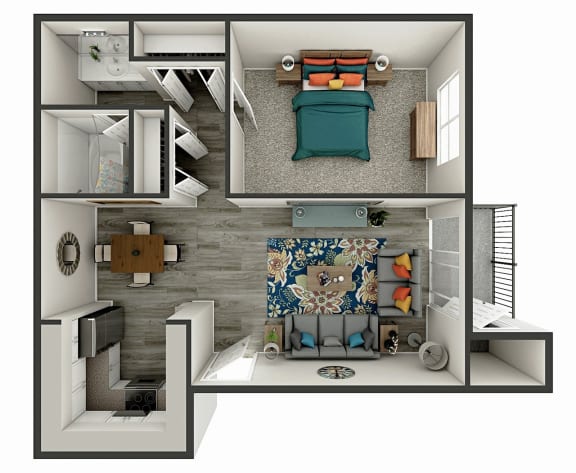 1 bedroom 1 bath floor plan A at Glen at Lakewood, Lakewood, 80228