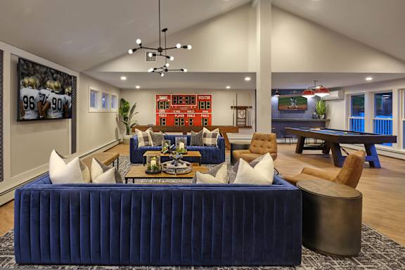 Clubroom With Billiards Table at Heritage at the River, Manchester, New Hampshire