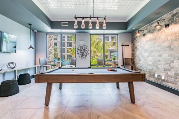 Billiards Table Inside Clubhouse at AxisOne, Stuart, Florida 34994