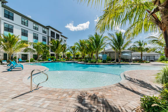 Heated Resort Style Pool with Beach Entry at AxisOne, Stuart, FL