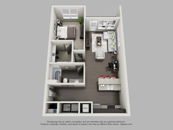 1 Bed 1 Bath Floor Plan at Heritage at Oakley Square, Cincinnati, Ohio
