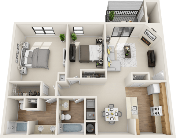 2 bedroom 2 bath floor plan B at St. Johns Forest Apartments, Florida, 32277