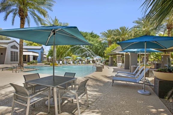 Poolside Relaxing Area at Sweetwater At Metro North Apartments, Phoenix, AZ 85029