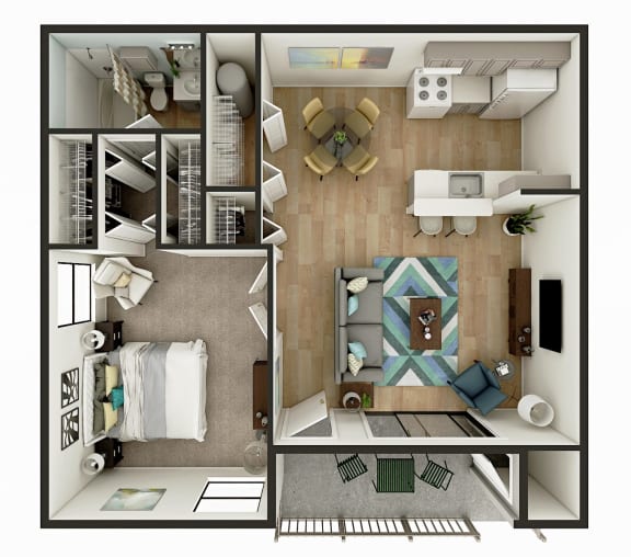 Floor Plan  1 bedroom 1 bath floor plan at Whisper Lake Apartments, Winter Park
