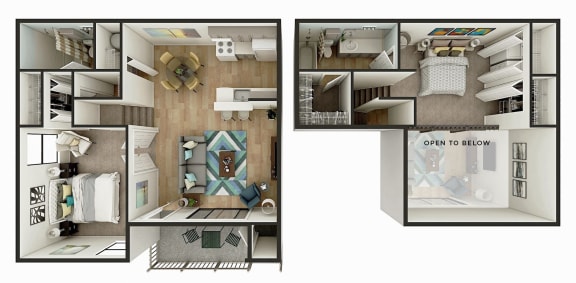 2 bedroom 2 bath floor plan A at Whisper Lake Apartments, Florida, 32792