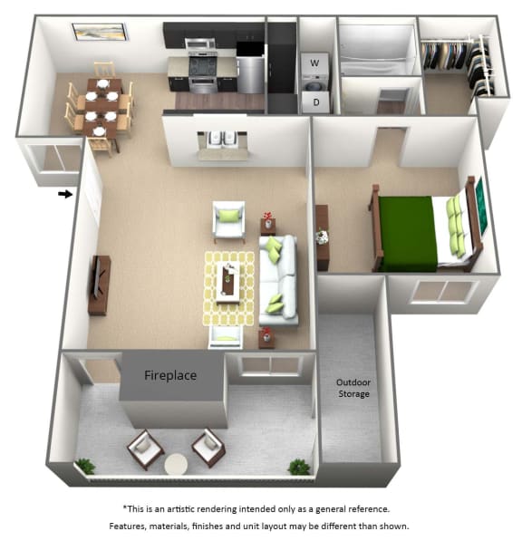 Floor Plan  1 bedroom floor plan at The Willows on Rosemeade, Texas