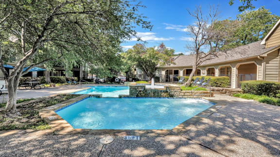 Two Outdoor Pools at The Willows on Rosemeade, Dallas, Texas 75287