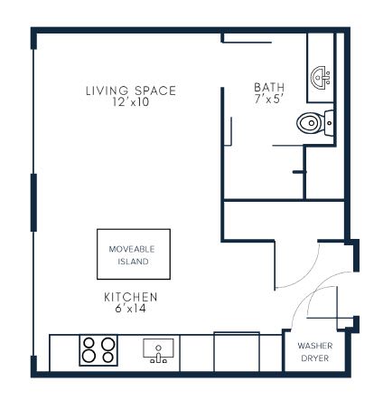 S1 Studio Floor Plan Layout at Riverwalk Apartments, Lawrence, Massachusetts