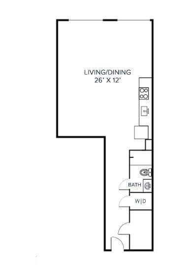 Floor Plan  S5 Studio Floor Plan Layout at Riverwalk Apartments, Lawrence, Massachusetts 01843
