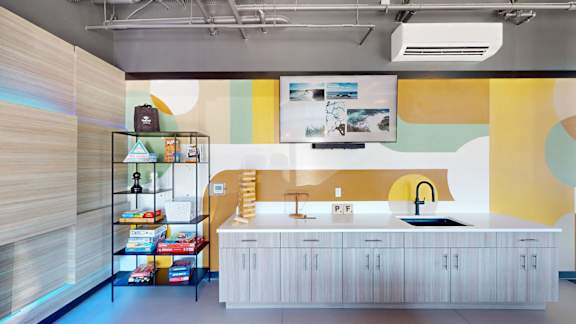 A kitchen with a white counter and a sink at Proctor Flats, Tacoma, 98407