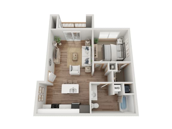 1 Bed 1 Bath Floor Plan at Pottery Creek Apartments, Port Orchard, 98366