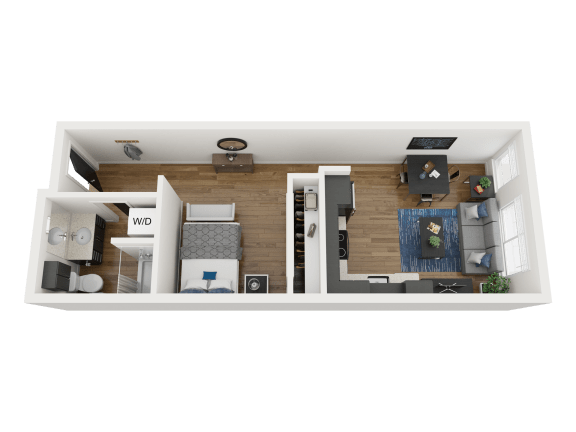 1 Bedroom 1 Bathroom Floor Plan at Proctor Flats, Tacoma