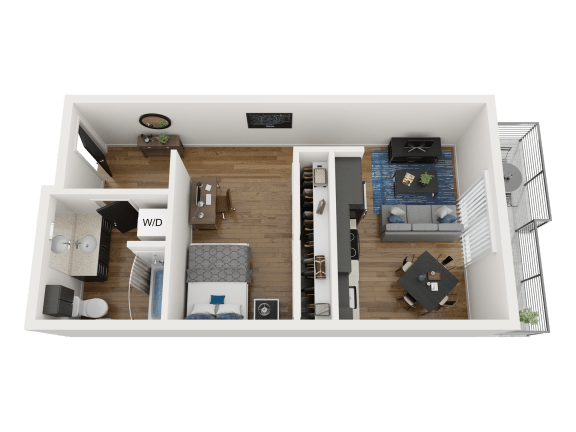 1 Bedroom Floor Plan at Proctor Flats, Washington