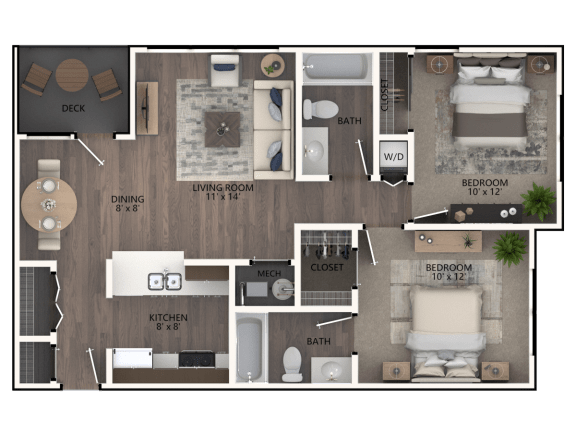 Hickory 2 Bedroom