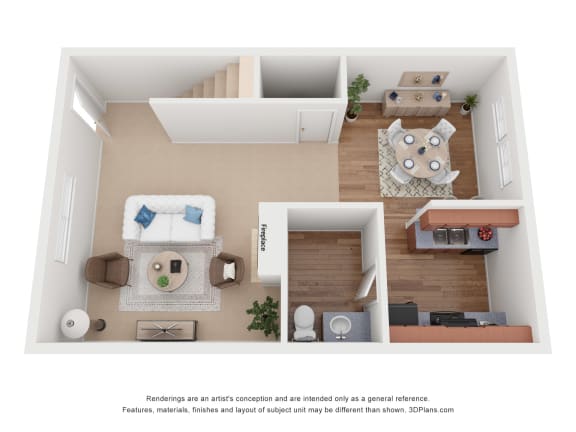 a stylized floor plan with a bedroom and living room at Avery Trace, Port Arthur, TX, 77642
