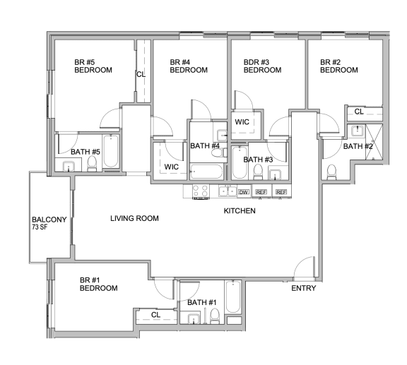 a floor plan of a house with bedrooms and a living room