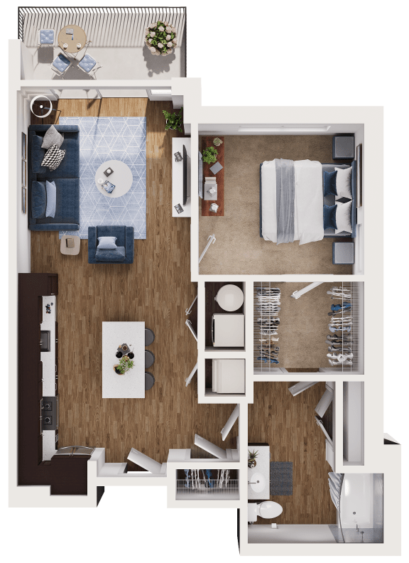 Foxglove Floor Plan at Hamilton at Eagleview, offering 1 bedroom, 1 bathroom, and modern living spaces in Exton, PA 19341