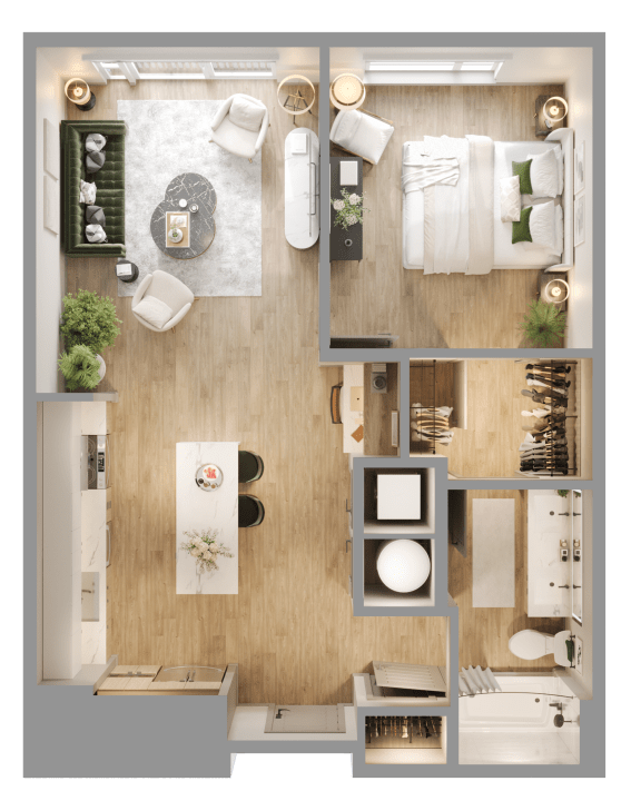 Floor Plan  1 Bed 1 Bath Premium Floor Plan at Bemiston Place Apartments, Clayton, MO