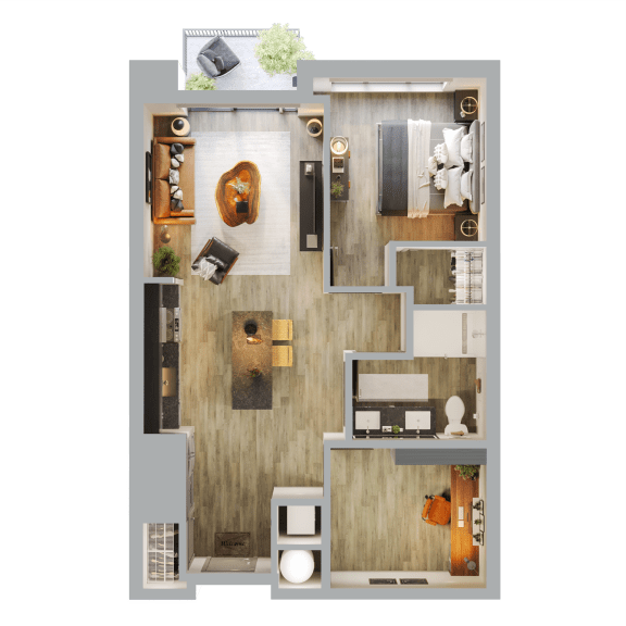 Floor Plan  a floor plan of a house with a bedroom and a living room at Bemiston Place Apartments, Clayton Missouri