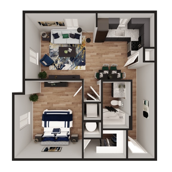 3D Floor Plan Bronze at Pure Lowell, Lowell, 72745