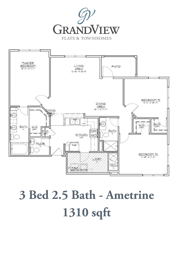 3 bed 2.5 bath A at GrandView Flats and Townhomes, Indiana, 46530