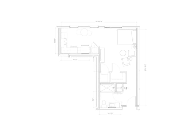 Berlin I - A12 Studio Floor Plan at Expo at Forest Park, St. Louis