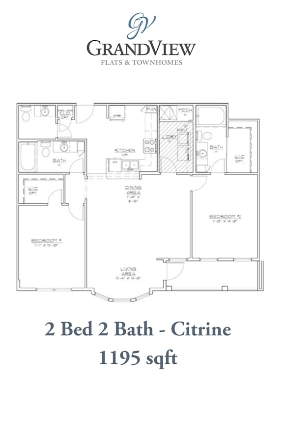 2 bedroom 2 bath D at GrandView Flats and Townhomes, Granger, Indiana