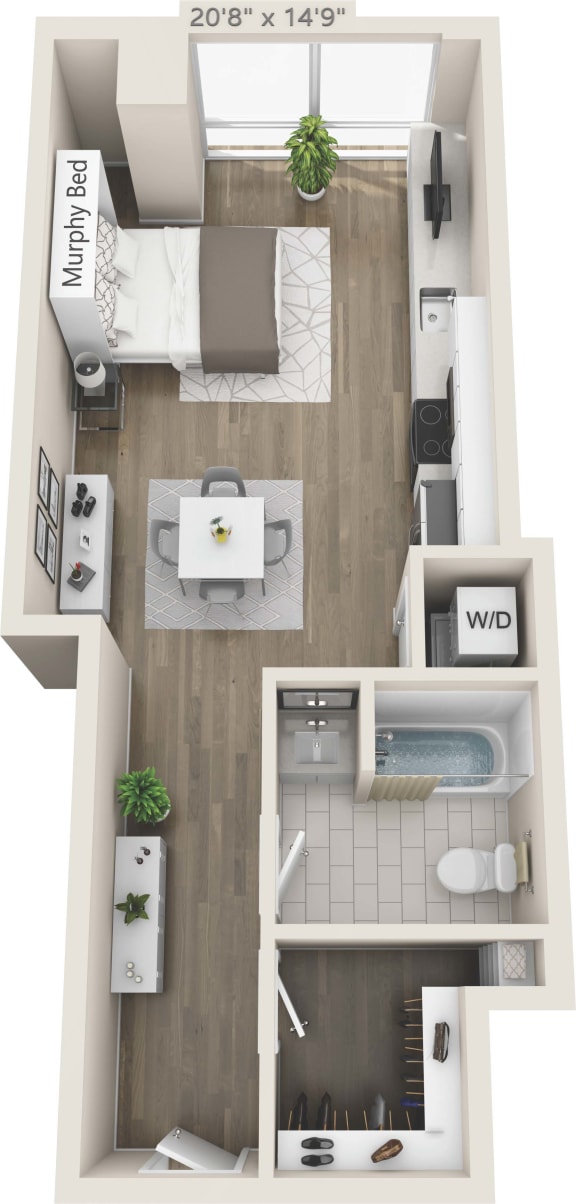 Studio 1 bath Parkview 302 Floor Plan Studio 1 bath Parkview 302 Floor Plan at Clayton On The Park, Clayton, Missouri