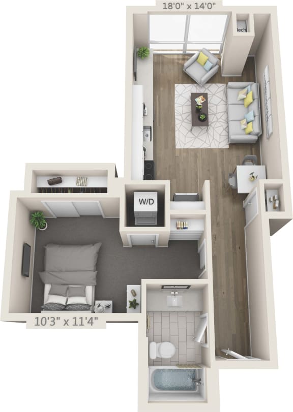 1 bed 1 bath Parkview 306 Floor Plan 1 bed 1 bath Parkview 306 Floor Plan at Clayton On The Park, Clayton, MO, 63105