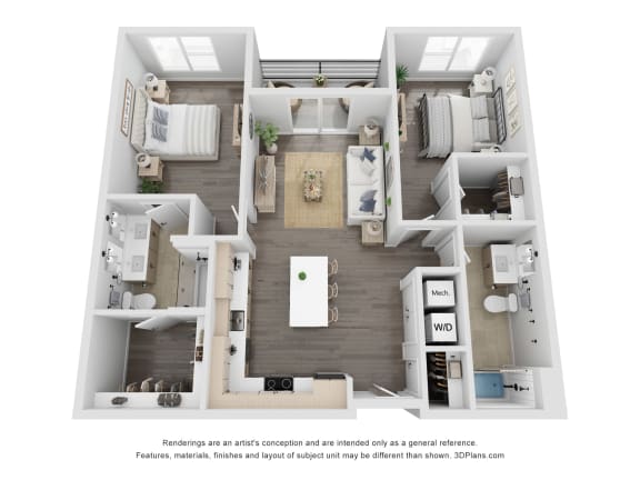 Floor Plan  Equestrian Floor Plan at The Flats &amp; Terraces at Wildhorse Village, Chesterfield Missouri