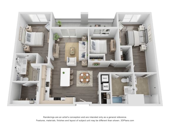 Floor Plan  Triple Crown Floor Plan at The Flats &amp; Terraces at Wildhorse Village, Chesterfield, MO