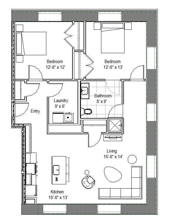 B2 Floor Plan B2 Floor Plan at The Georgian Apartments, Missouri