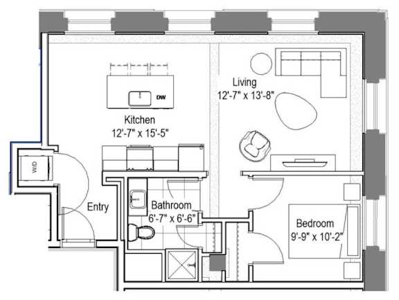 GE 109 Floor Plan at The Georgian Apartments, St Louis