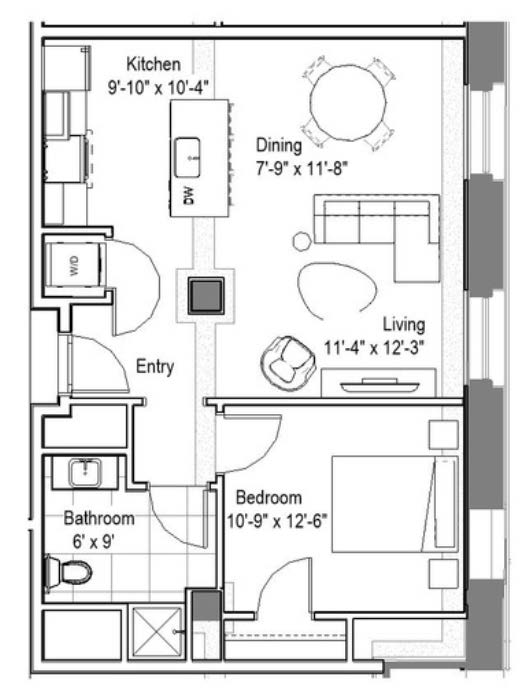 GE 110 Floor Plan at The Georgian Apartments, St Louis, MO, 63104