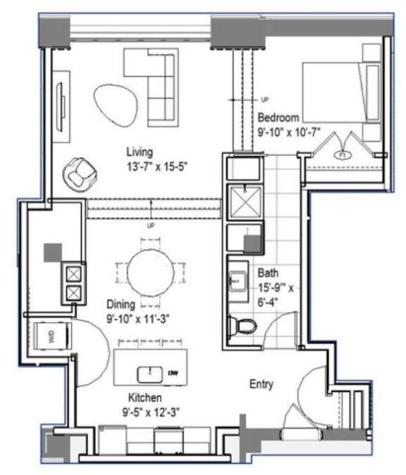 GW 104 Floor Plan at The Georgian Apartments, St Louis