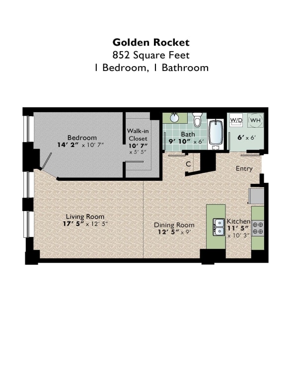 the floor plan of bedroom apartment