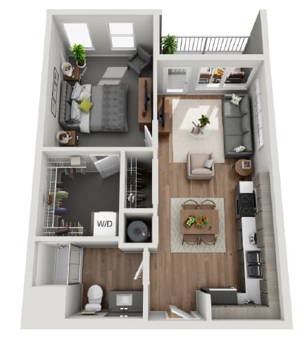 Floor Plan  1 bed 1 bath B at Grand Flats, St. Louis, MO, 63104