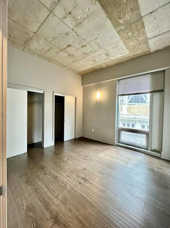 Bedroom with double closet doors