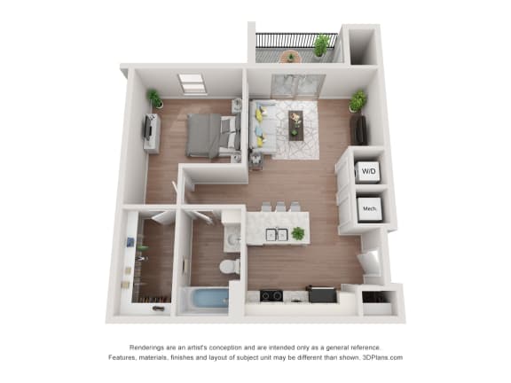 Floor Plan  1 bed Floor Plan at The Junction at Rogers, Rogers, AR