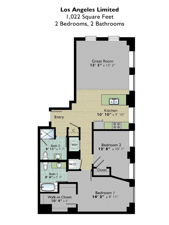 floor plan of the floor with bedrooms and baths