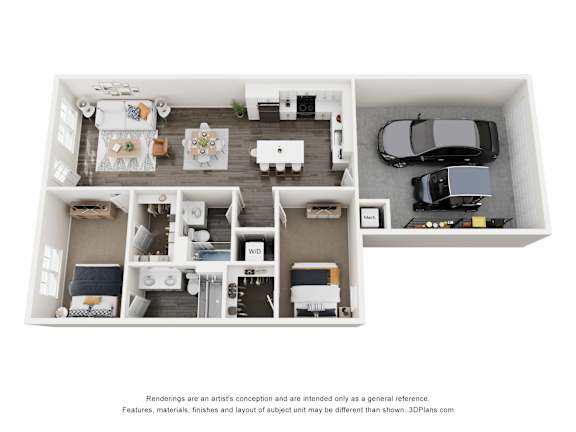 The Composition 2 Bed 2 Bath Floorplan at Montage at Hawk Ridge Apartments, Lake St. Louis, 63367