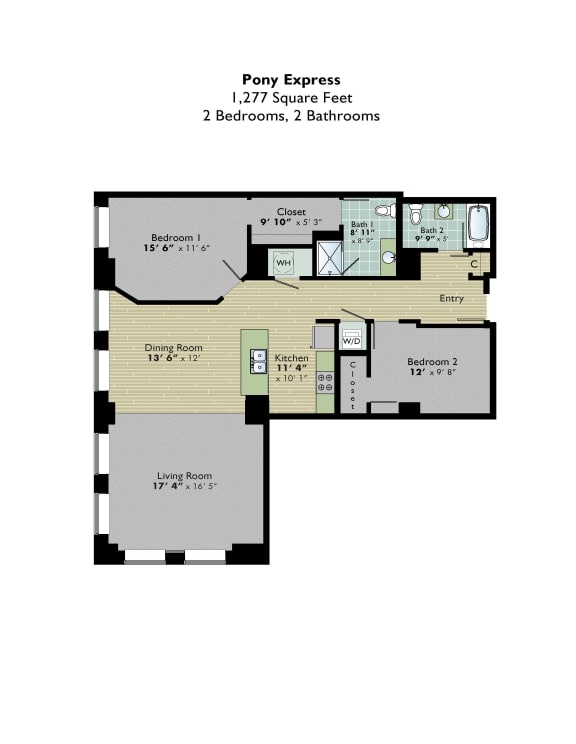 floor plan of the party express floor plan with bedrooms and baths