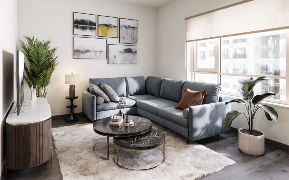 Living Room With Sofa at The Porter, Maryland Heights, MO