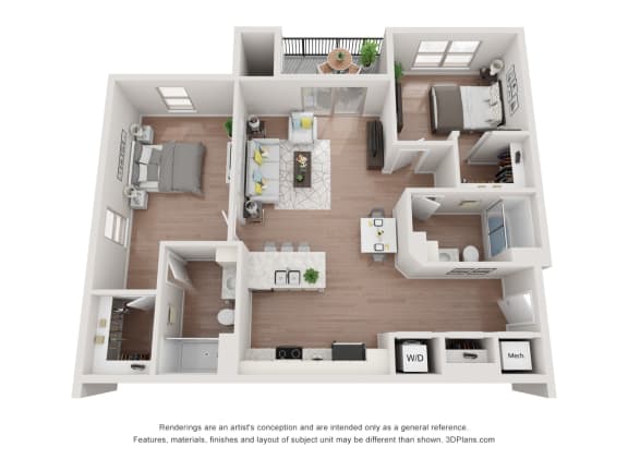 Floor Plan  2 Bedroom Floor Plan at 44 West Luxury Living, Valley Park, MO